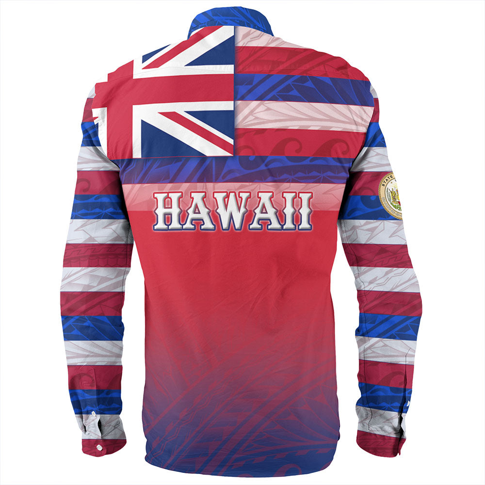 Hawaii Long Sleeve Shirt - Hawaii Flag Color With Traditional Patterns