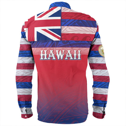 Hawaii Long Sleeve Shirt - Hawaii Flag Color With Traditional Patterns
