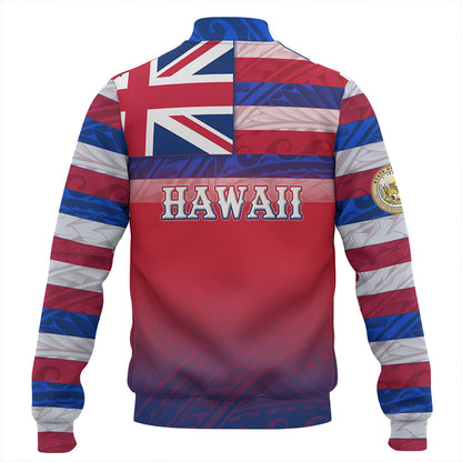 Hawaii Baseball Jacket - Hawaii Flag Color With Traditional Patterns