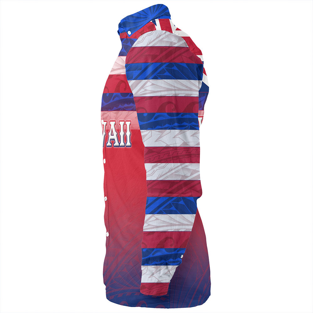 Hawaii Long Sleeve Shirt - Hawaii Flag Color With Traditional Patterns