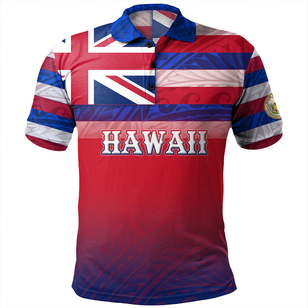 Hawaii Polo Shirt - Hawaii Flag Color With Traditional Patterns