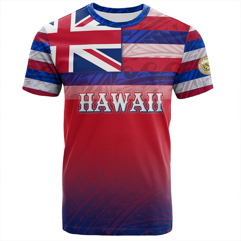 Hawaii T-Shirt - Hawaii Flag Color With Traditional Patterns ...