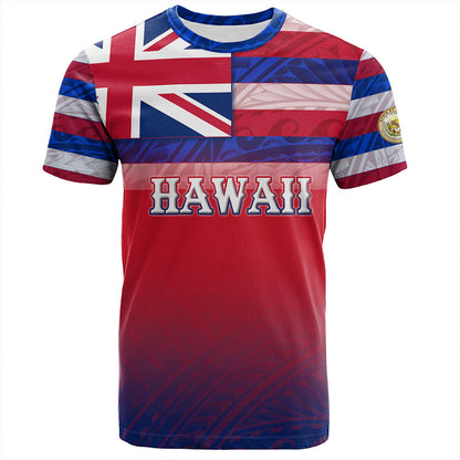 Hawaii T-Shirt - Hawaii Flag Color With Traditional Patterns