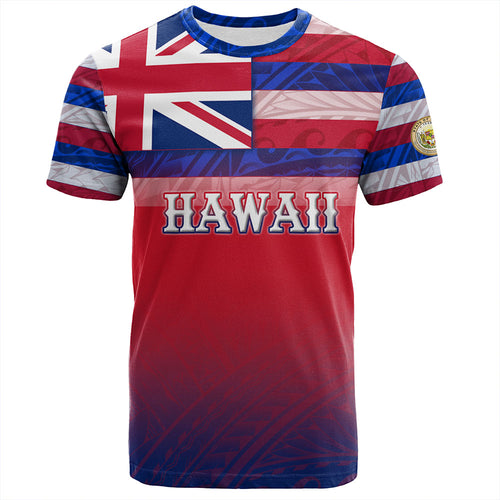 Hawaii T-Shirt - Hawaii Flag Color With Traditional Patterns