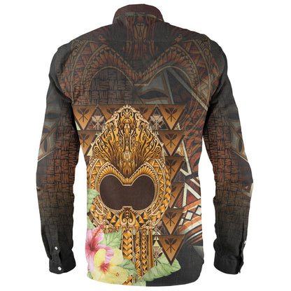 Hawaii Long Sleeve Shirt Ikaika Hawaiian With Hibiscus Flowers Retro Style