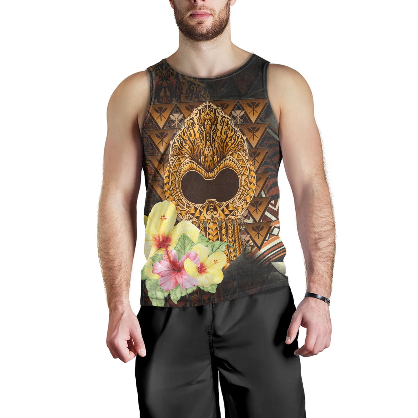 Hawaii Tank Top Ikaika Hawaiian With Hibiscus Flowers Retro Style