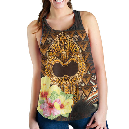 Hawaii Women Tank Ikaika Hawaiian With Hibiscus Flowers Retro Style