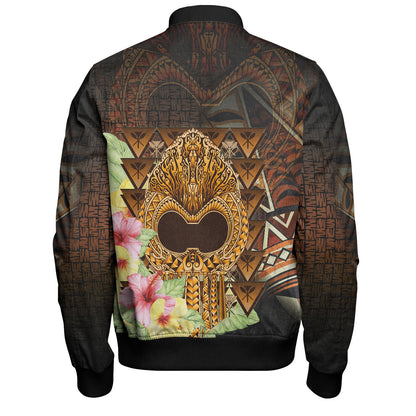 Hawaii Bomber Jacket Ikaika Hawaiian With Hibiscus Flowers Retro Style