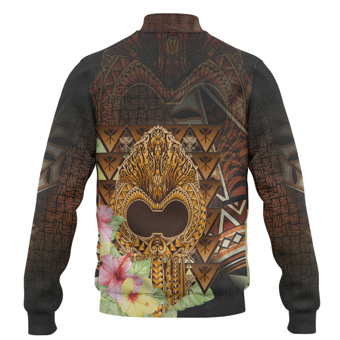 Hawaii Baseball Jacket Ikaika Hawaiian With Hibiscus Flowers Retro Style
