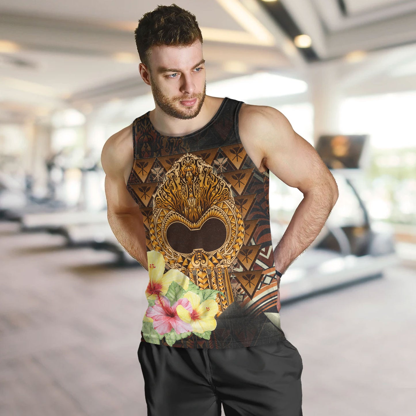 Hawaii Tank Top Ikaika Hawaiian With Hibiscus Flowers Retro Style