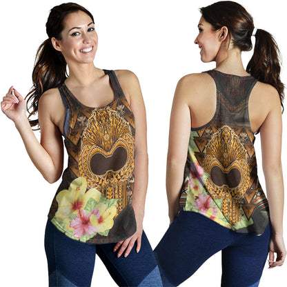 Hawaii Women Tank Ikaika Hawaiian With Hibiscus Flowers Retro Style