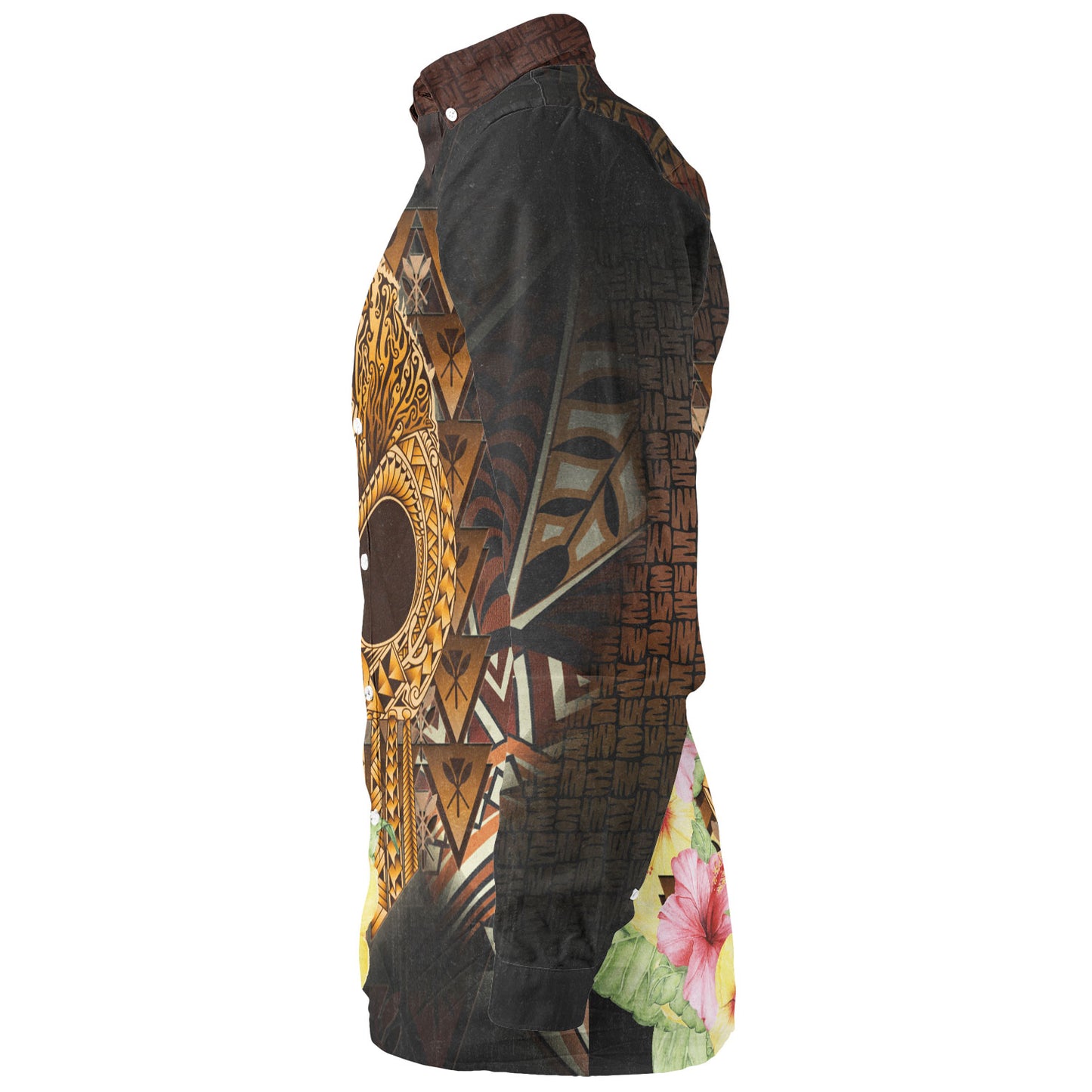 Hawaii Long Sleeve Shirt Ikaika Hawaiian With Hibiscus Flowers Retro Style