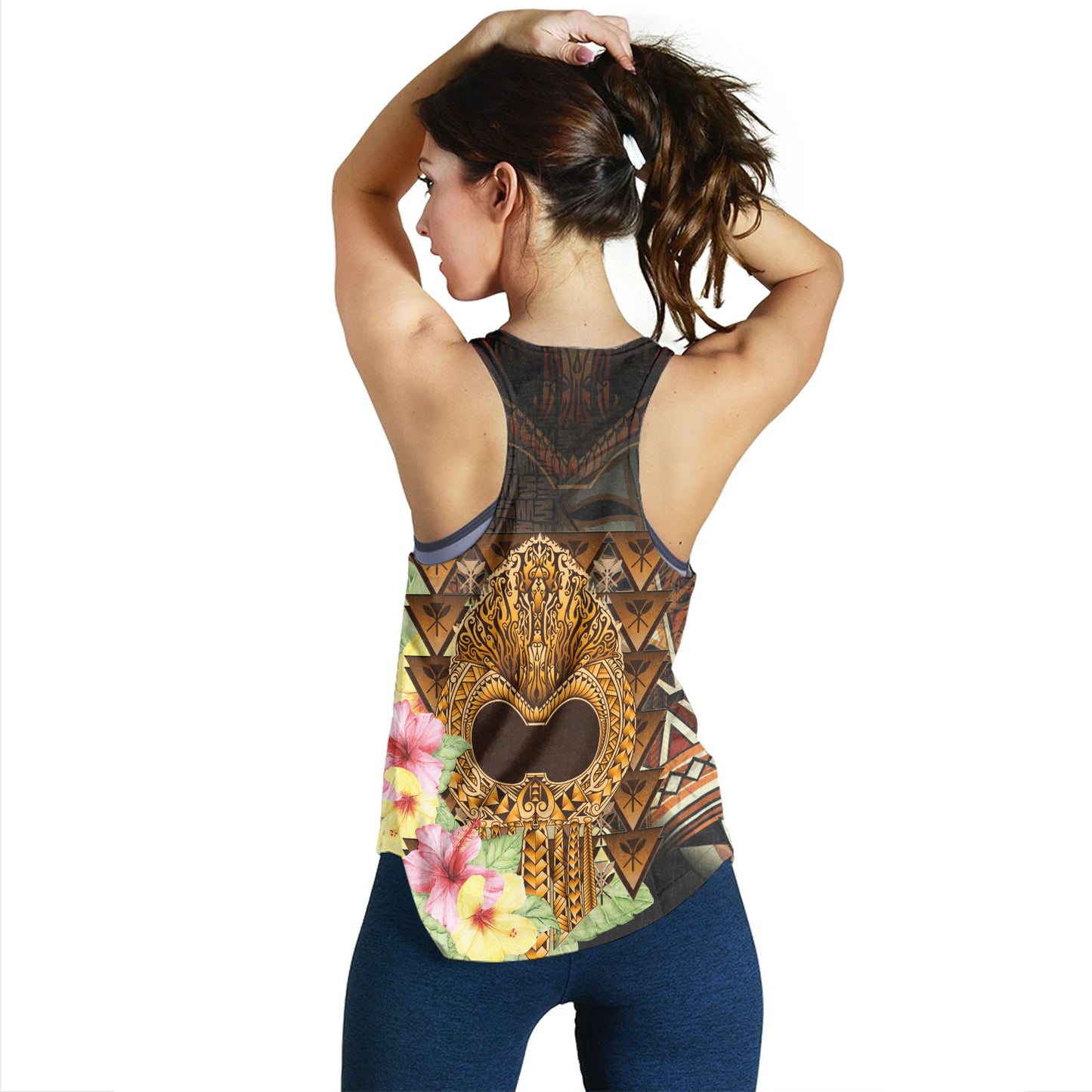 Hawaii Women Tank Ikaika Hawaiian With Hibiscus Flowers Retro Style