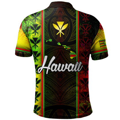 Hawaii Custom Personalised Polo Shirt Kanakamaoli Flag With Map Traditional Patterns