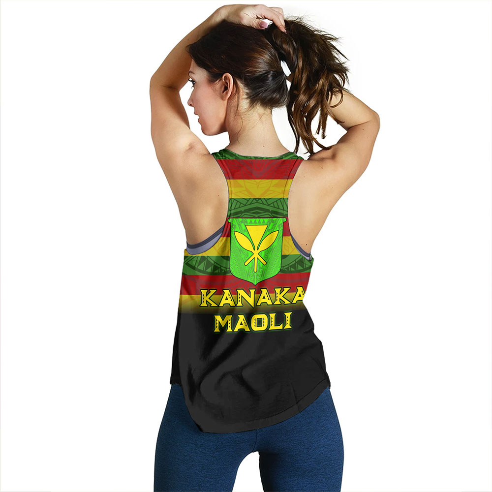 Hawaii Women Tank - Kanaka Maoli Flag Color With Traditional Patterns