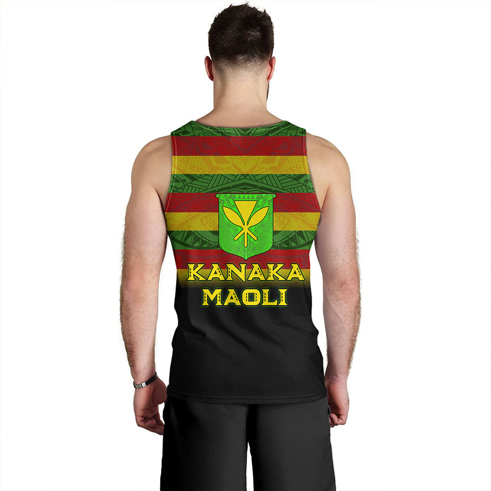 Hawaii Tank Top - Kanaka Maoli Flag Color With Traditional Patterns