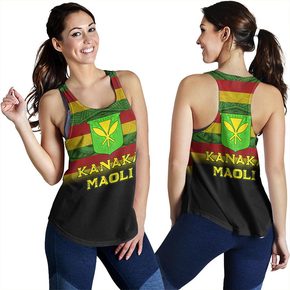 Hawaii Women Tank - Kanaka Maoli Flag Color With Traditional Patterns