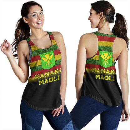 Hawaii Women Tank - Kanaka Maoli Flag Color With Traditional Patterns