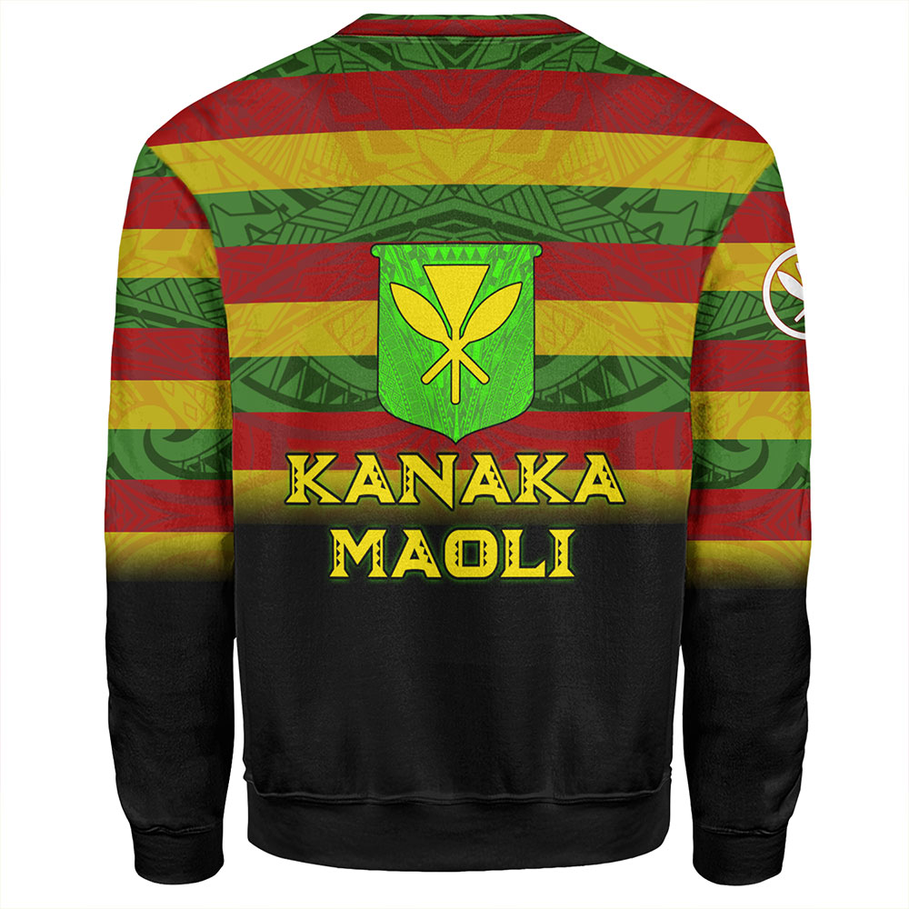 Hawaii Sweatshirt - Kanaka Maoli Flag Color With Traditional Patterns