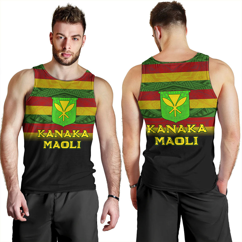 Hawaii Tank Top - Kanaka Maoli Flag Color With Traditional Patterns