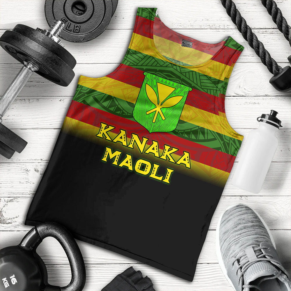 Hawaii Tank Top - Kanaka Maoli Flag Color With Traditional Patterns