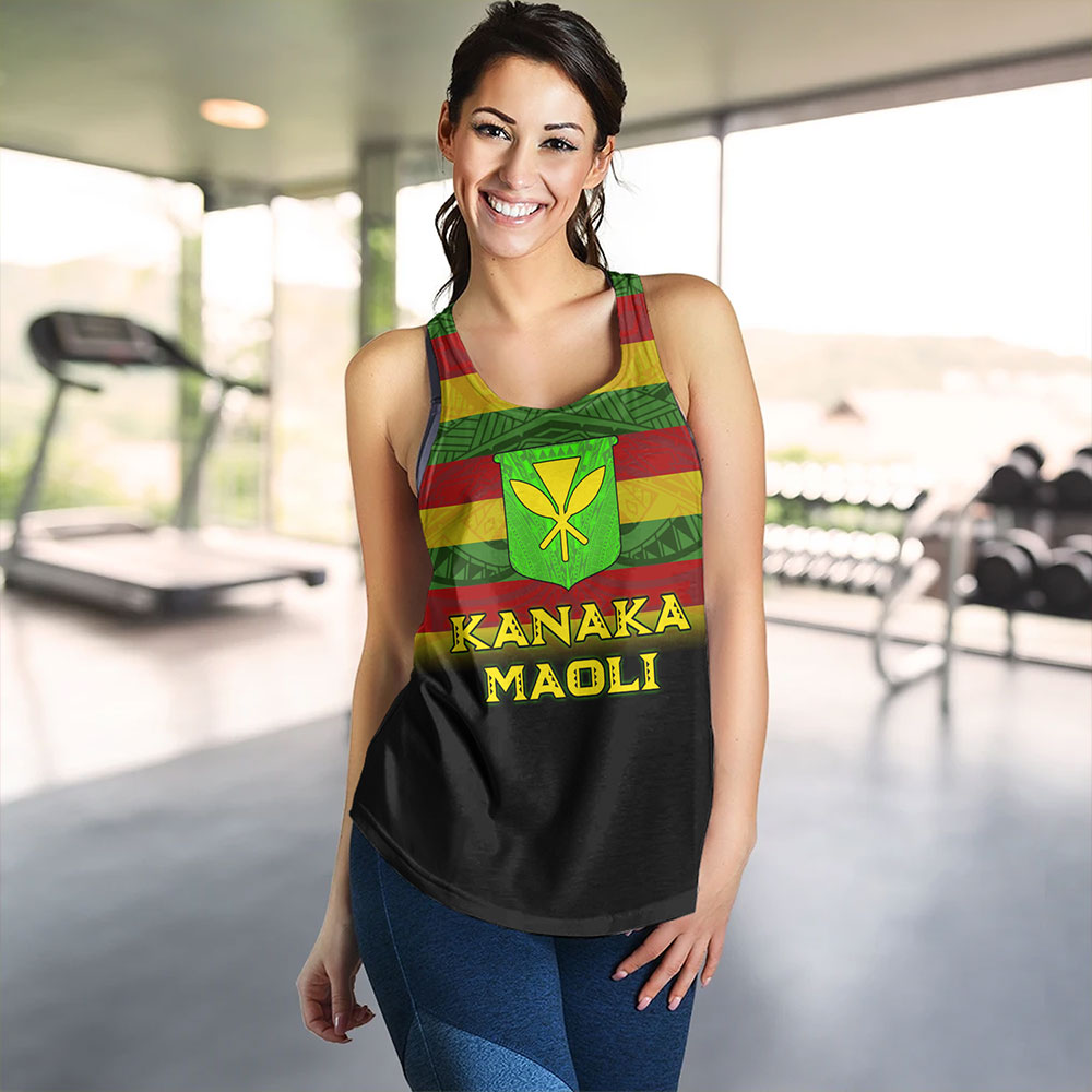 Hawaii Women Tank - Kanaka Maoli Flag Color With Traditional Patterns