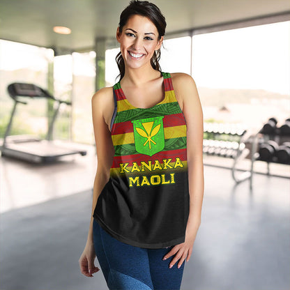 Hawaii Women Tank - Kanaka Maoli Flag Color With Traditional Patterns