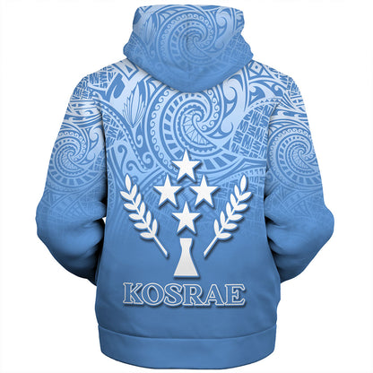 Kosrae Sherpa Hoodie Flag Color With Traditional Patterns