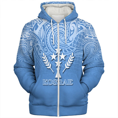 Kosrae Sherpa Hoodie Flag Color With Traditional Patterns