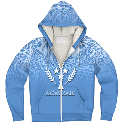 Kosrae Sherpa Hoodie Flag Color With Traditional Patterns