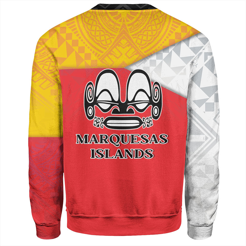 Marquesas Islands Sweatshirt Flag Color With Traditional Patterns