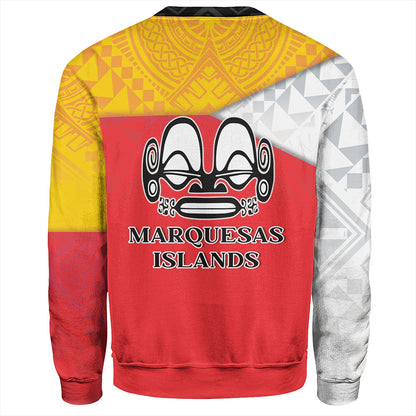 Marquesas Islands Sweatshirt Flag Color With Traditional Patterns