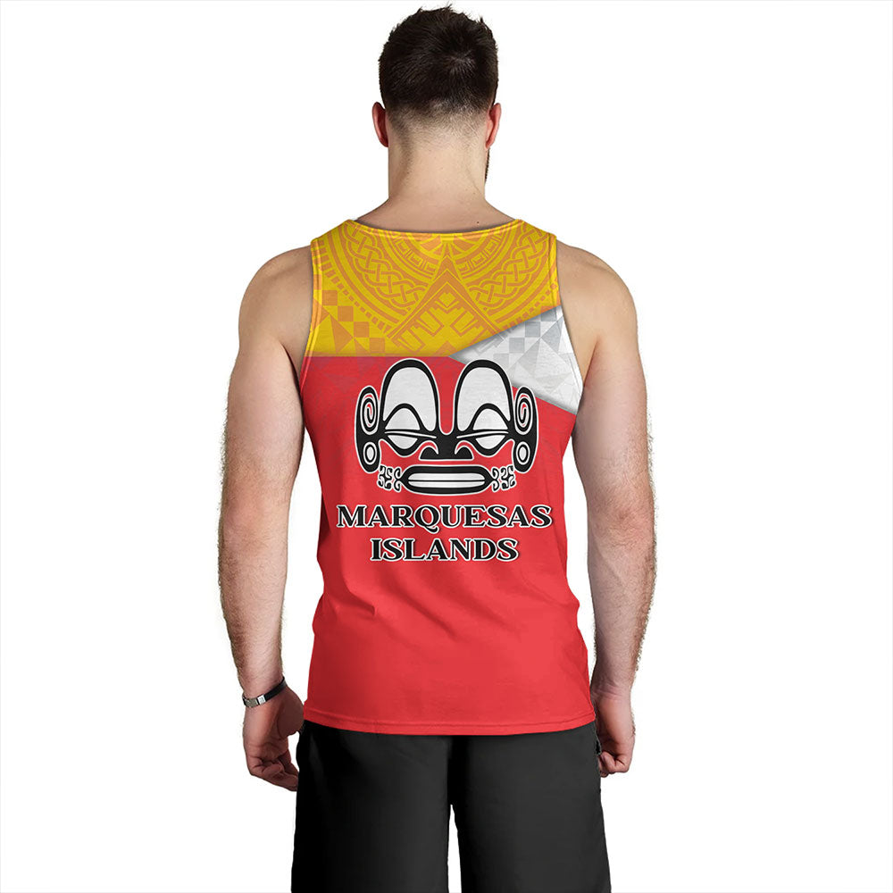 Marquesas Islands Tank Top Flag Color With Traditional Patterns
