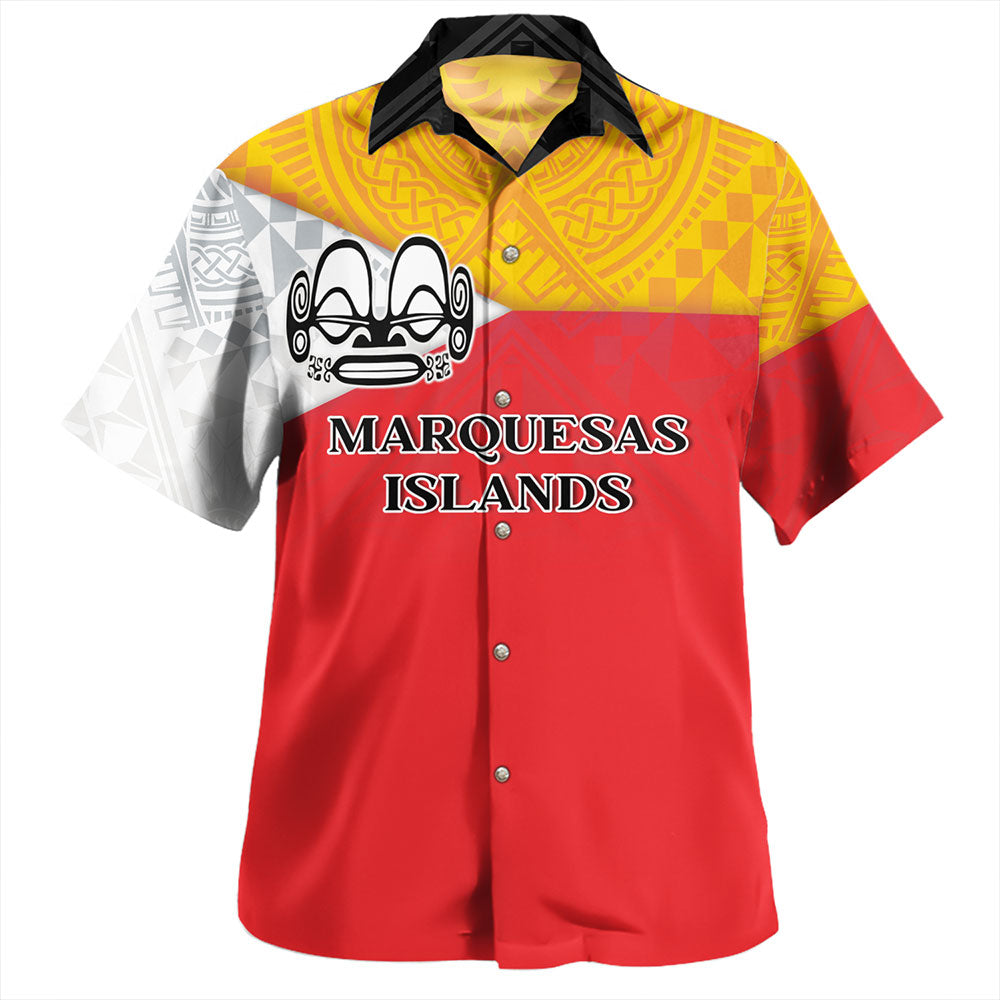 Marquesas Islands Hawaiian Shirt Flag Color With Traditional Patterns