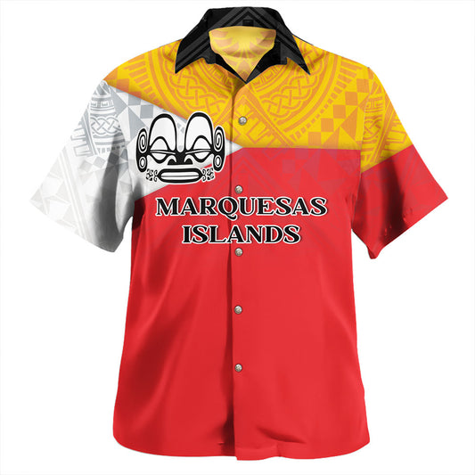 Marquesas Islands Hawaiian Shirt Flag Color With Traditional Patterns