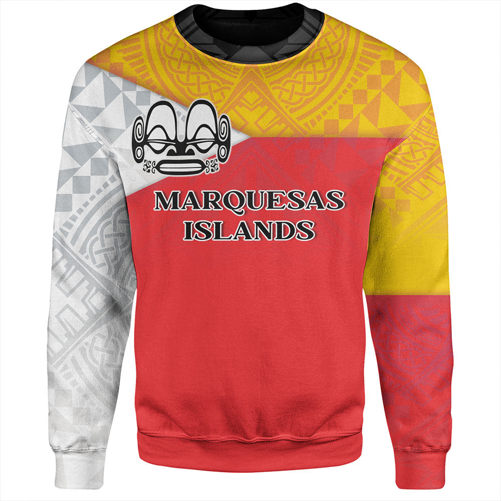Marquesas Islands Sweatshirt Flag Color With Traditional Patterns