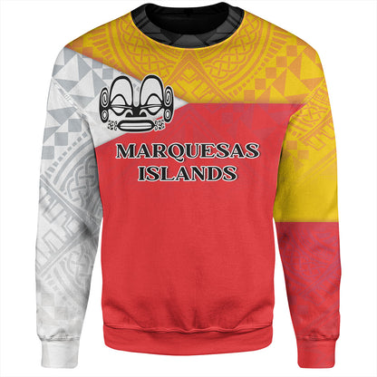 Marquesas Islands Sweatshirt Flag Color With Traditional Patterns