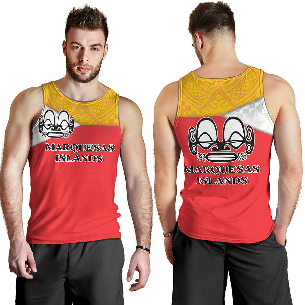 Marquesas Islands Tank Top Flag Color With Traditional Patterns