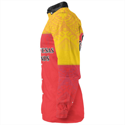 Marquesas Islands Long Sleeve Shirt Flag Color With Traditional Patterns