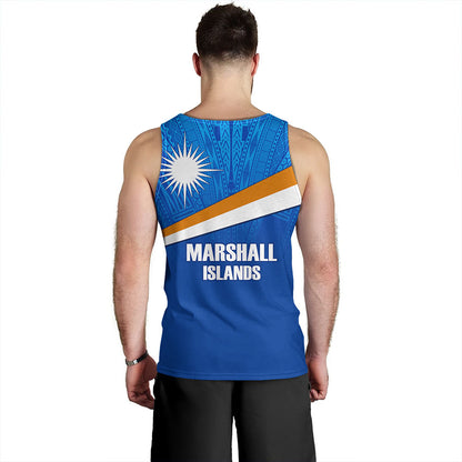 Marshall Islands Tank Top - Flag Color With Traditional Patterns