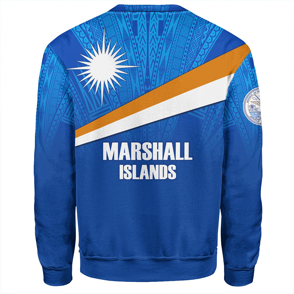 Marshall Islands Sweatshirt - Flag Color With Traditional Patterns