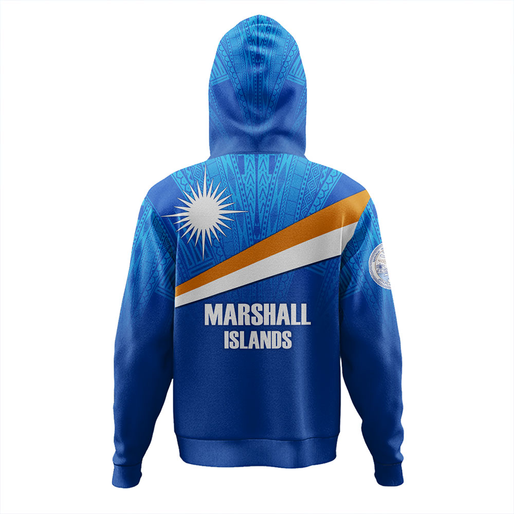 Marshall Islands Hoodie - Flag Color With Traditional Patterns