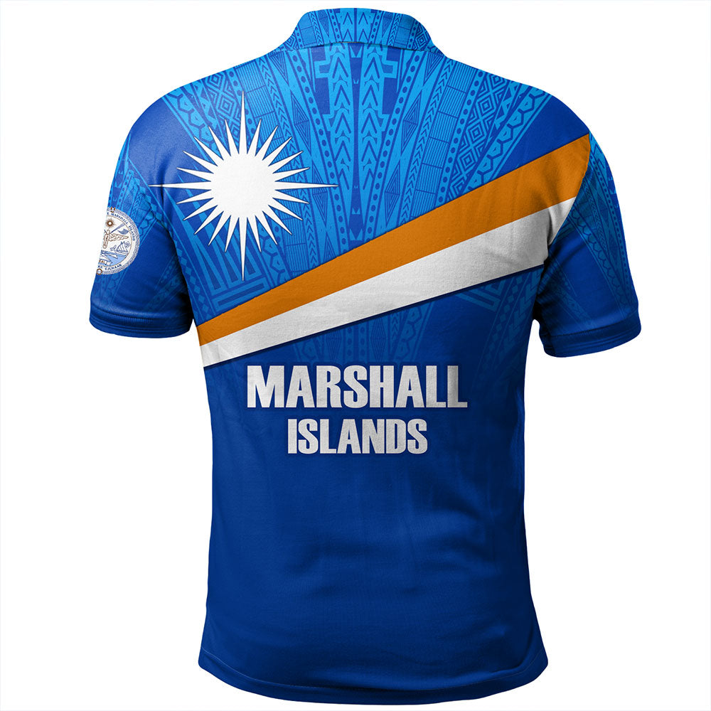 Marshall Islands Polo Shirt - Flag Color With Traditional Patterns