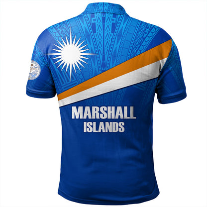 Marshall Islands Polo Shirt - Flag Color With Traditional Patterns