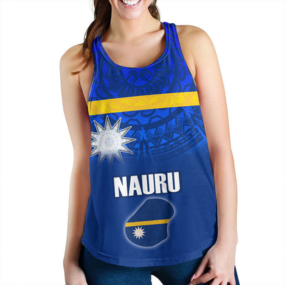 Nauru Women Tank Flag Color With Traditional Patterns