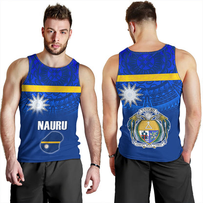 Nauru Tank Top Flag Color With Traditional Patterns