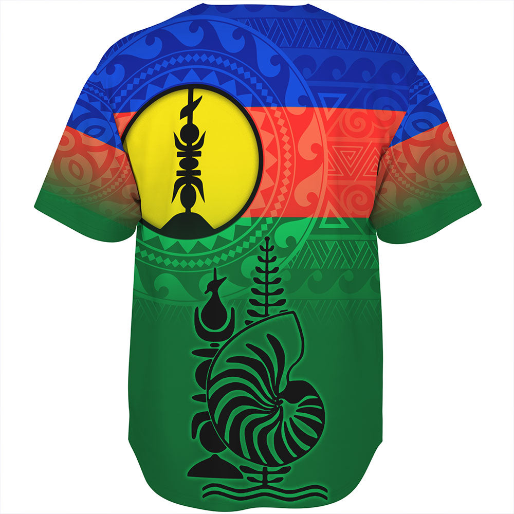 New Caledonia Baseball Shirt Flag Color With Traditional Patterns