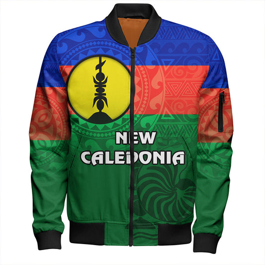 New Caledonia Bomber Jacket Flag Color With Traditional Patterns