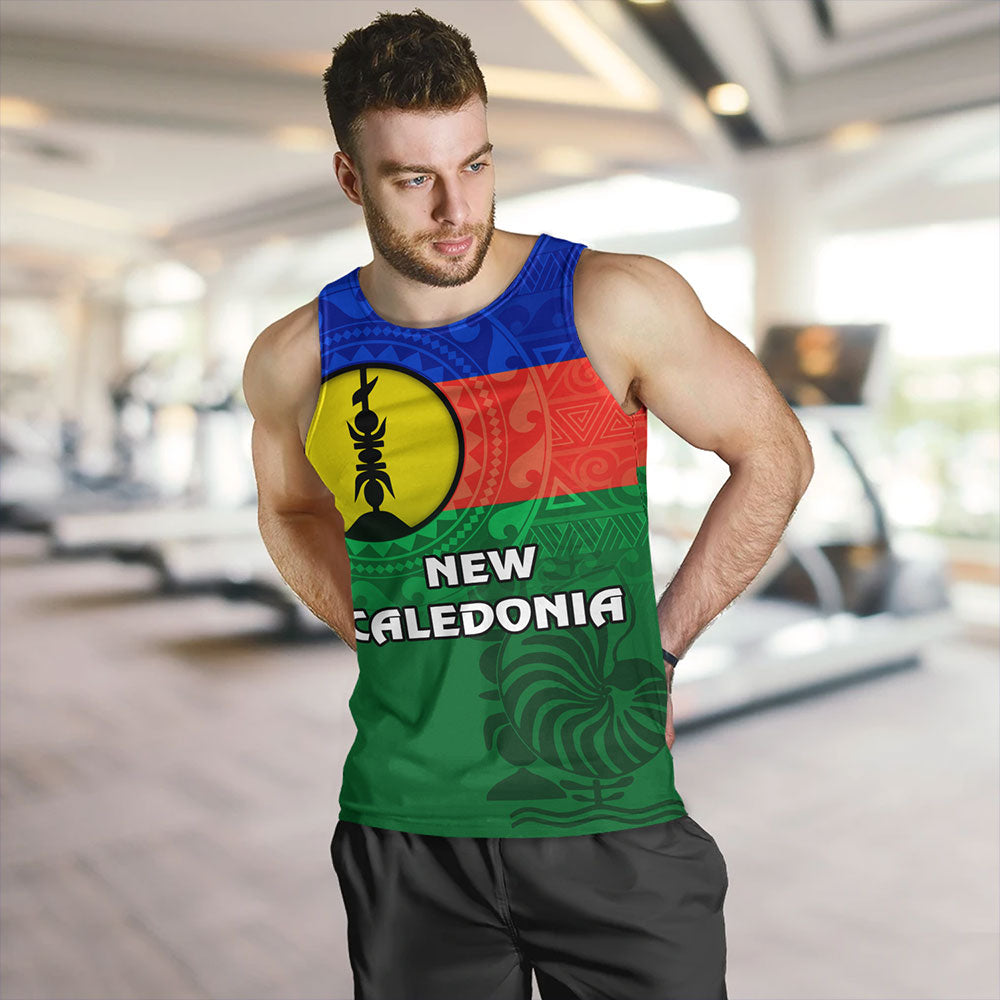 New Caledonia Tank Top Flag Color With Traditional Patterns