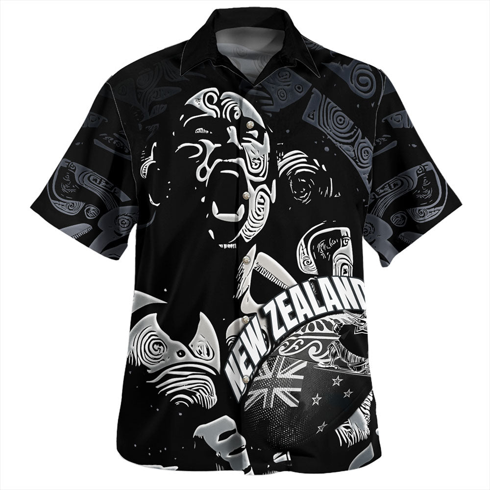 New Zealand Hawaiian Shirt Maori Haka With Rugby Ball